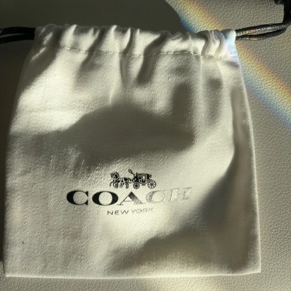 NWT Coach Two-Tone Signature Coin Charm Hoop Earrings - Picture 4 of 9